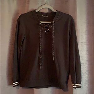 Lace up, black sweater